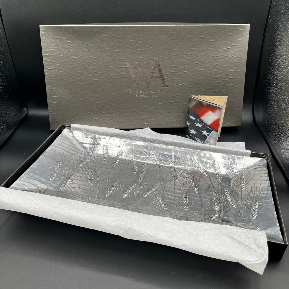 Wendell August Forge Aluminum Wheat Serving Tray Hand Hammered Rectangular 16.5"